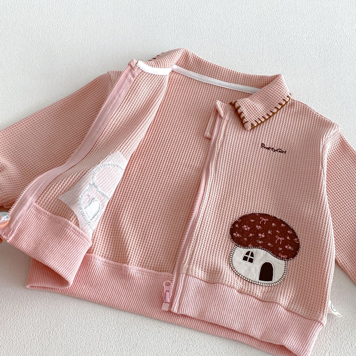 Chaqueta gofrada con cremallera para bebé/niño, pantalón ancho fácil con estampado [mh0014027]