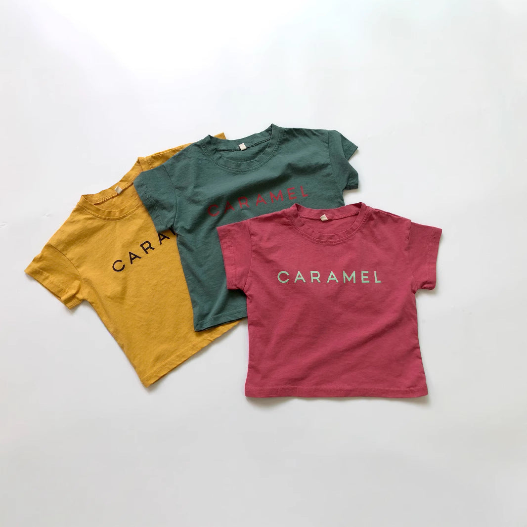 Kids' English Logo Print Loose Short-Sleeve T-Shirt [mh0000335]