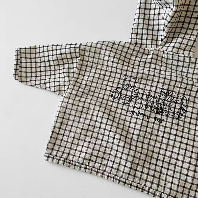 Baby jacket/windbreaker with back animal print, solid and checked colors, boys' children's clothing [mh0003373]
