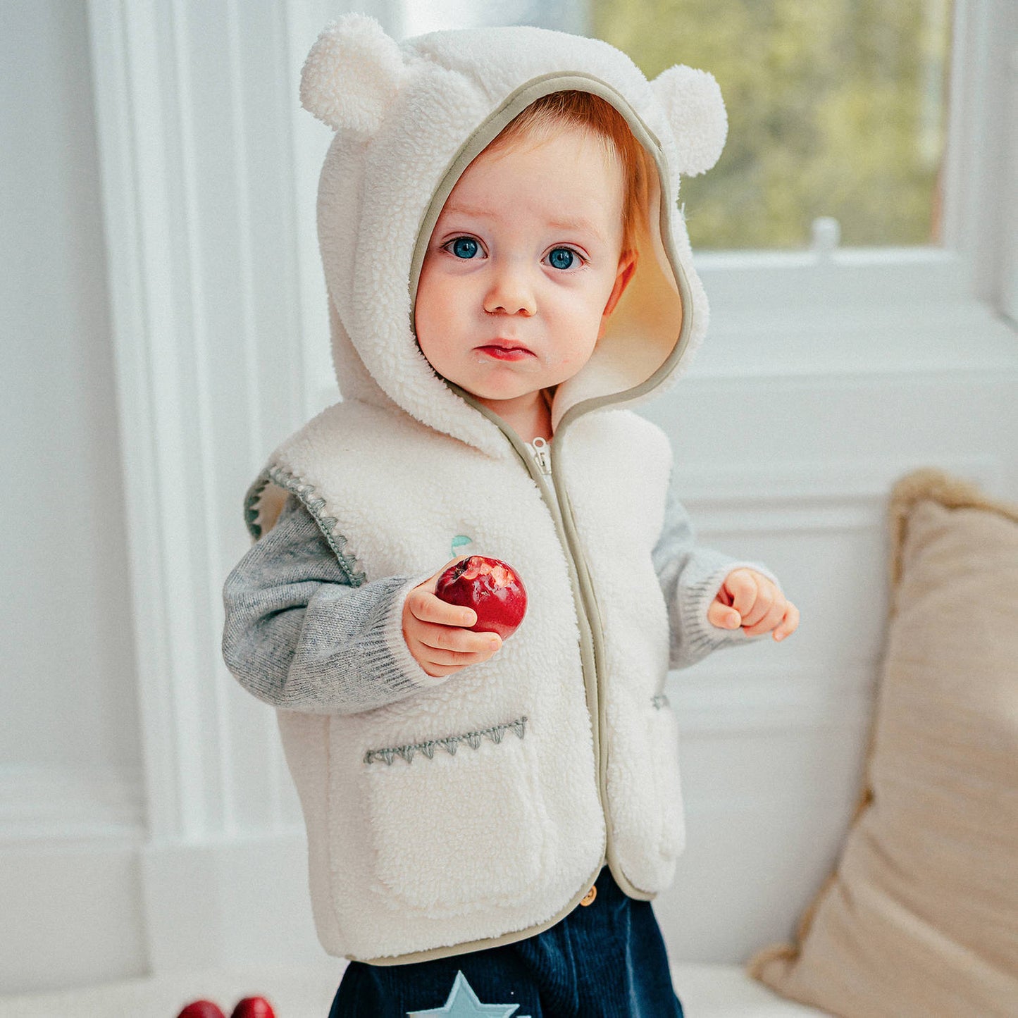 ベスト ボア素材 クマ耳フード ジップアップ アウター ベスト【mh0011641】