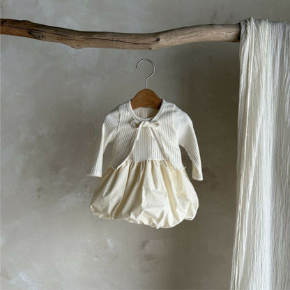 Ribbed Cardigan Balloon Skirt リブカーディガン スカート セット【mh0012501】