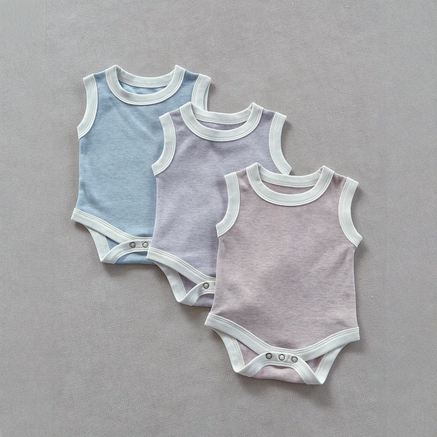Sleeveless Piping Newborn Baby Romper [mh0013282]