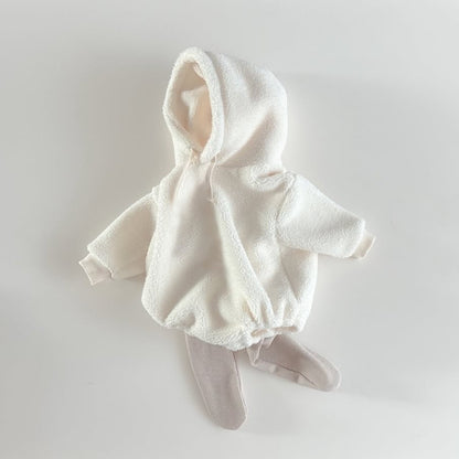 ボアロンパース フーディ カバーオール 裏起毛 シンプル アウター【mh0011629】