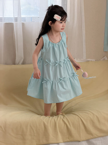 Sleeveless Bow Tiered Dress [mh0012747]