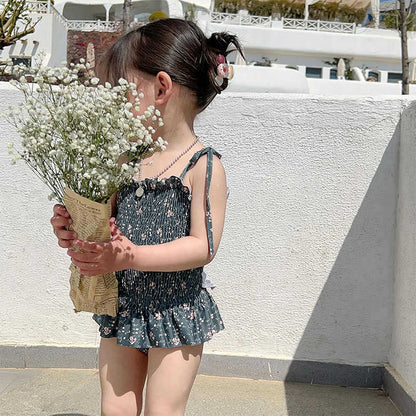 Floral Floral One-Piece Swimwear シャーリング ノースリーブワンピース水着【mh0013342】