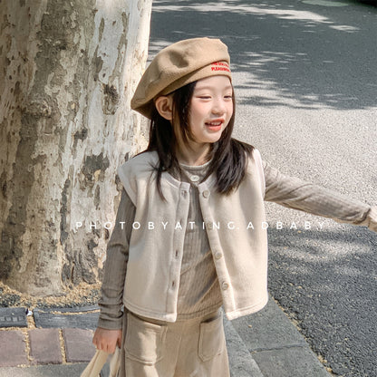 -フロントボタン付きフリースベスト【mh0010809】 - mamahalo shop - ベスト -  べビー服 - 子供服 - 男の子 - 女の子