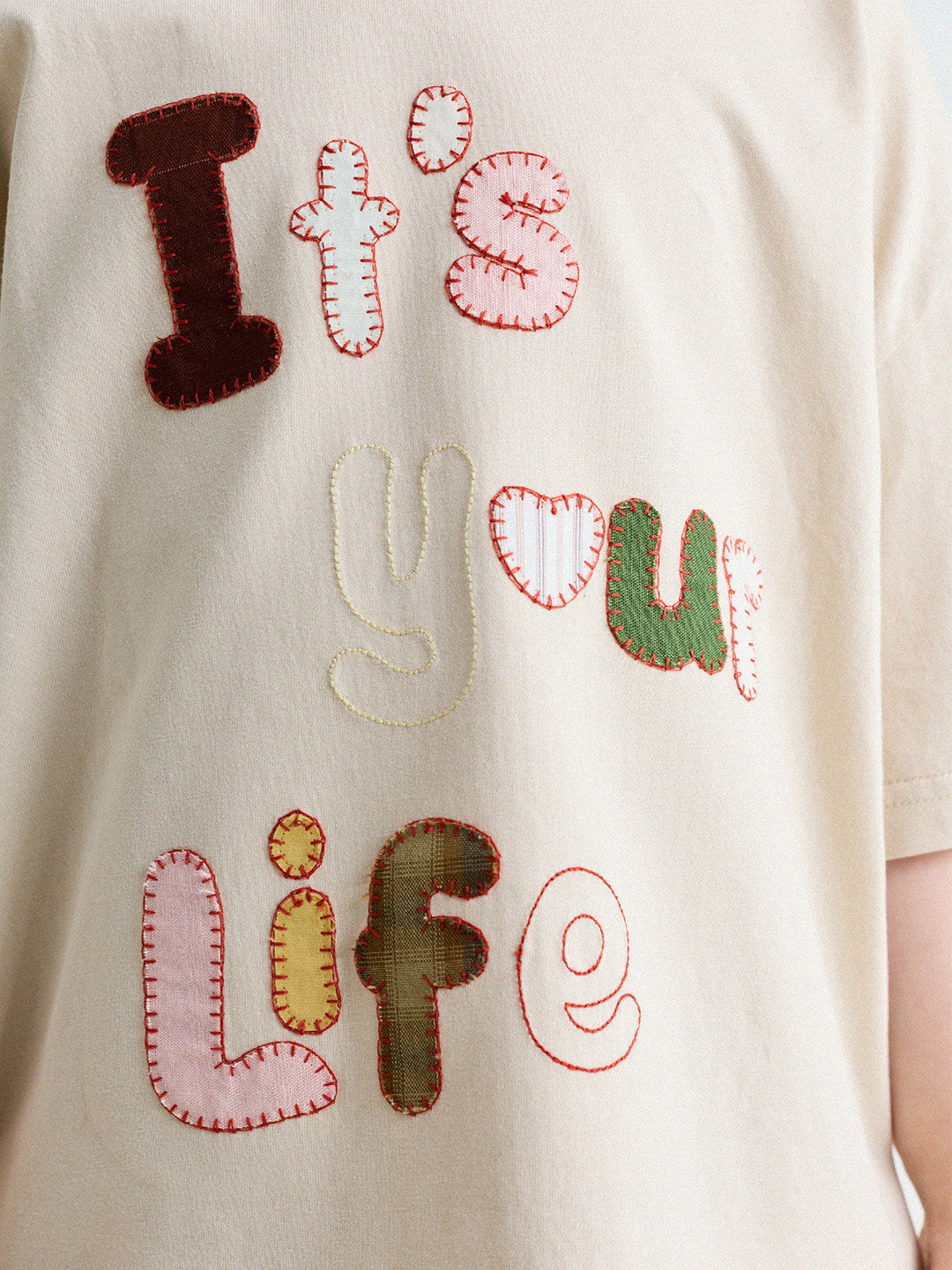 Camiseta de Manga Corta con Letras Aplicadas 【mh0013192】
