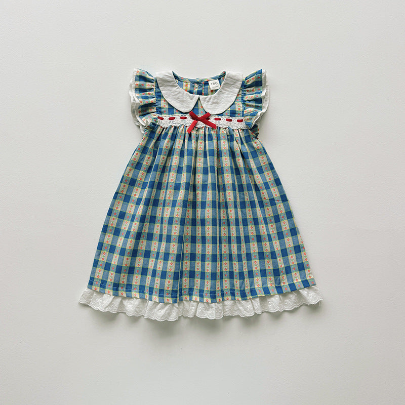 Jacquard Plaid Princess Dress チェック フリルスリーブワンピース【mh0013660】