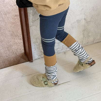 裏起毛レギンスパンツ ラインアクセント パッチワーク 暖パン【mh0011902】