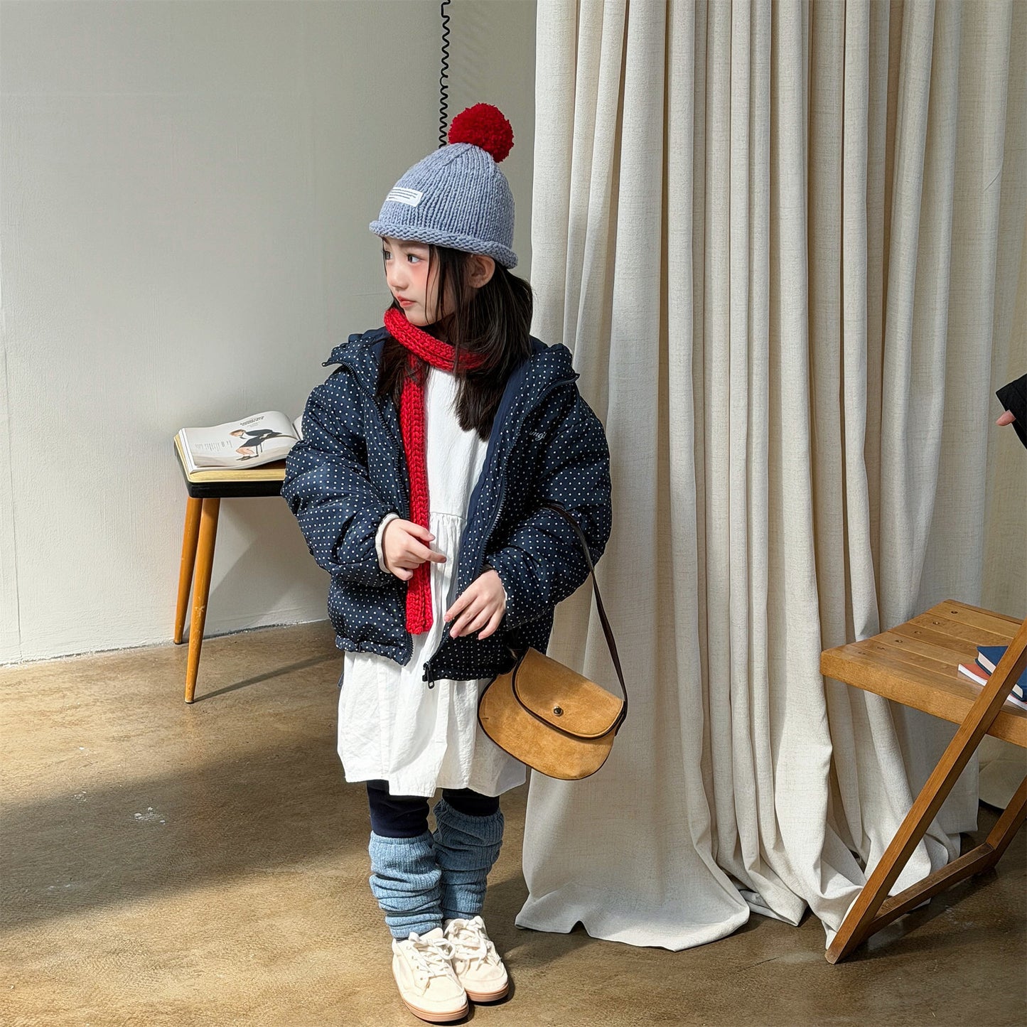 中綿フーディブルゾンジャケット 無地/ドット アウターコート【mh0011915】