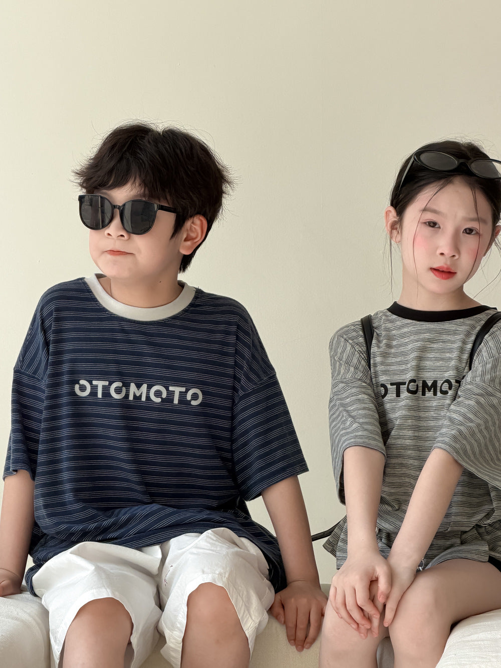 Oversized Striped Lettering Tee ボーダー 半袖Tシャツ【mh0013512】