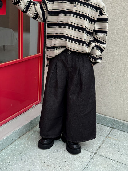 ワイドパンツ キッズ 裏起毛 厚手 ゆったり 無地 ルーズフィット カジュアル【mh0011685】