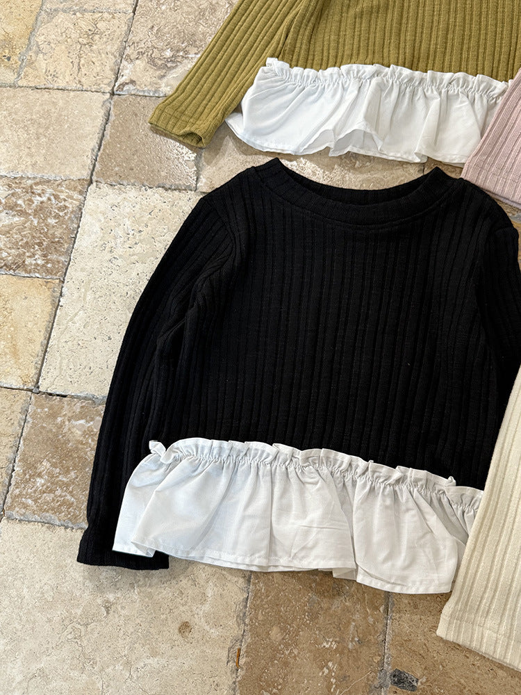 -ペプラムフリル長袖Tシャツカットソー【mh0011038】 - mamahalo shop - 長袖Tシャツ -  べビー服 - 子供服 - 男の子 - 女の子