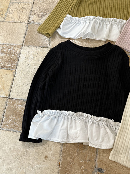 -ペプラムフリル長袖Tシャツカットソー【mh0011038】 - mamahalo shop - 長袖Tシャツ -  べビー服 - 子供服 - 男の子 - 女の子