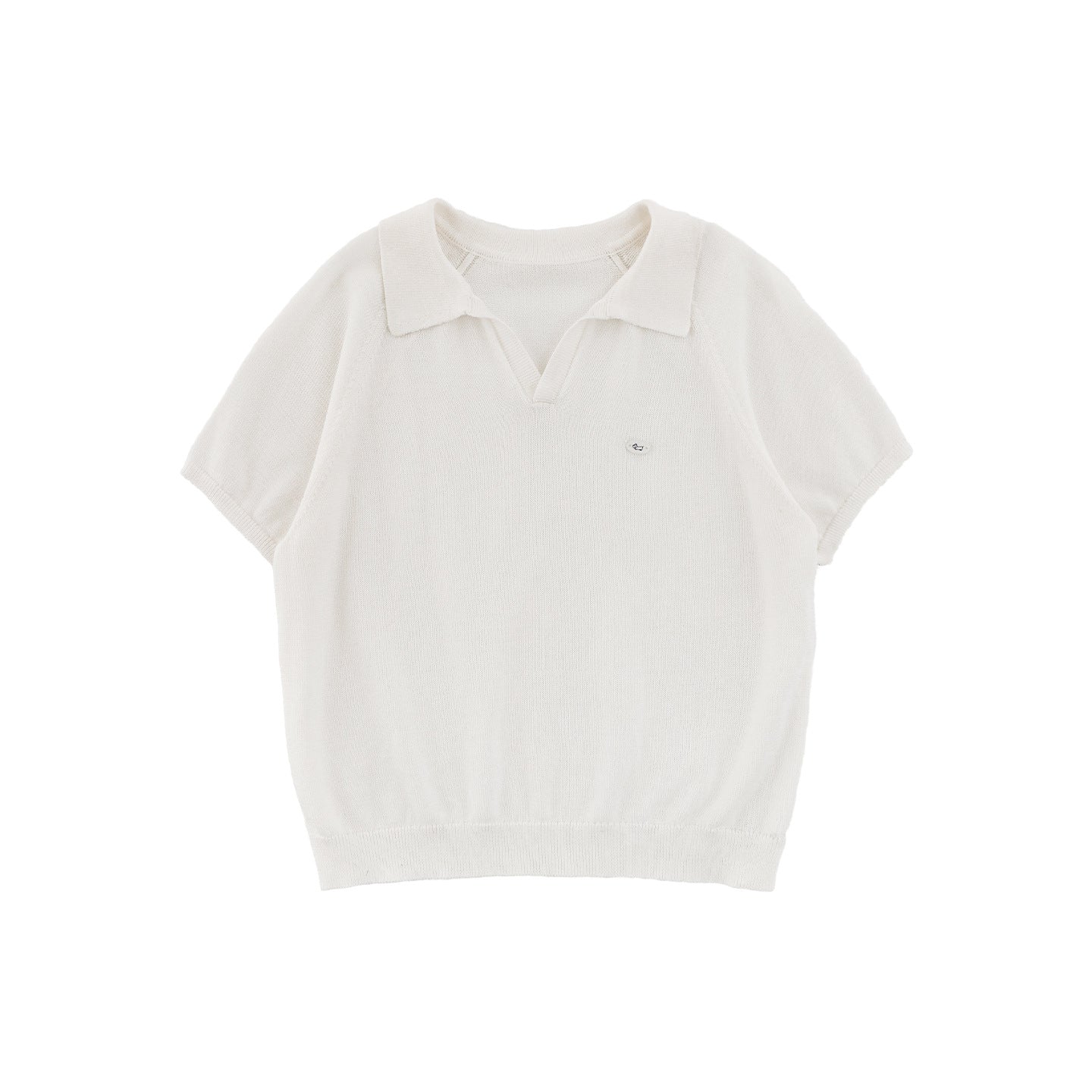 Simple Knit Polo Shirt Short Sleeve サマーニット Vネック ポロシャツ【mh0012737】