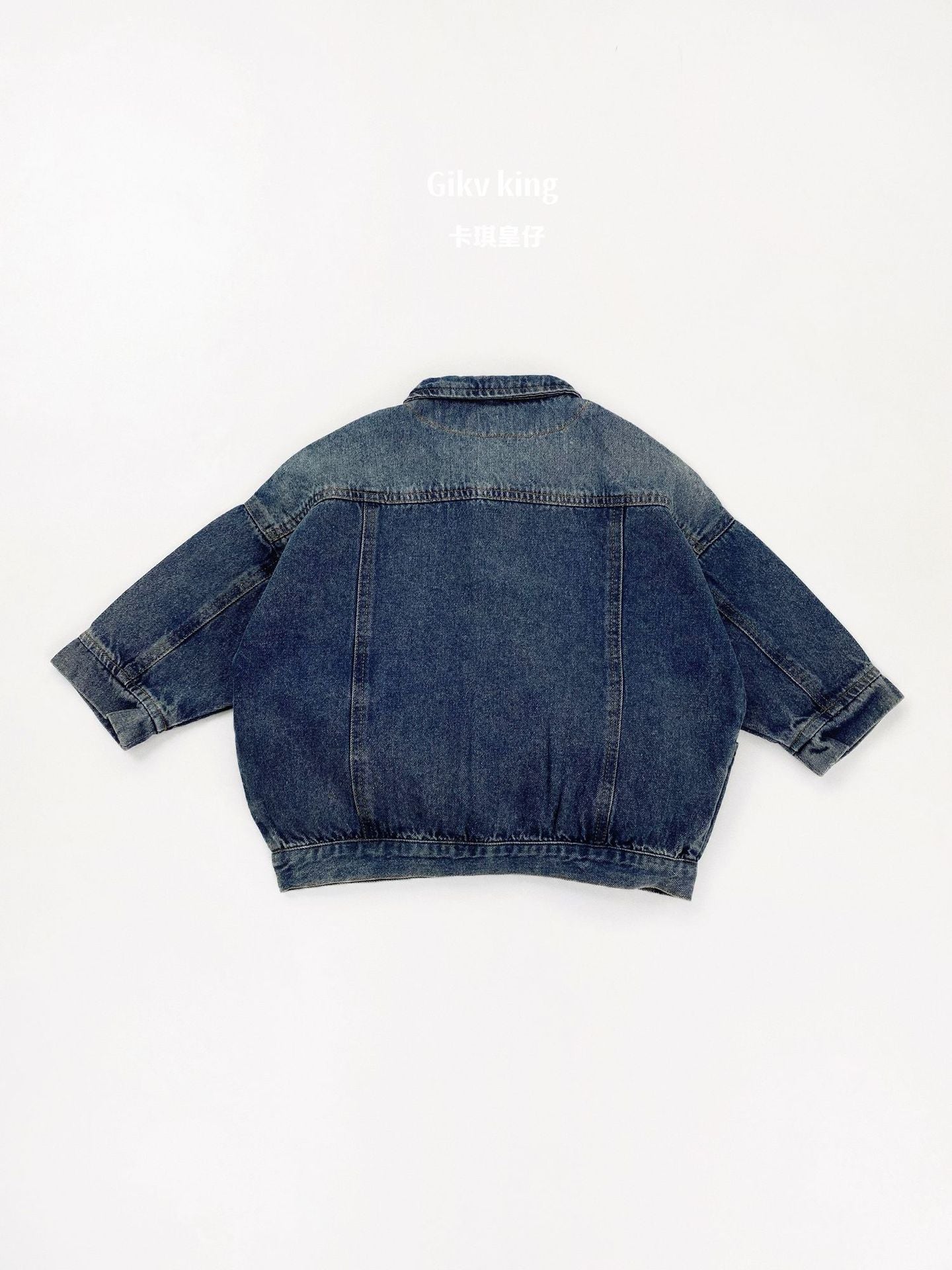 Vintage Wash Denim Drop Shoulder Jacket キッズ デニムジャケット【mh0012570】