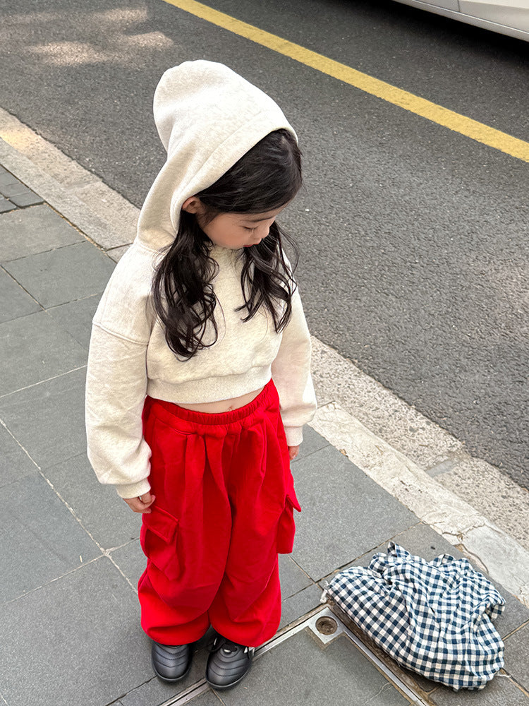 -クロップド丈パーカー 刺繍ロゴ入りフーディー ショートスウェット【mh0011053】 - mamahalo shop - カーディガン・パーカー -  べビー服 - 子供服 - 男の子 - 女の子