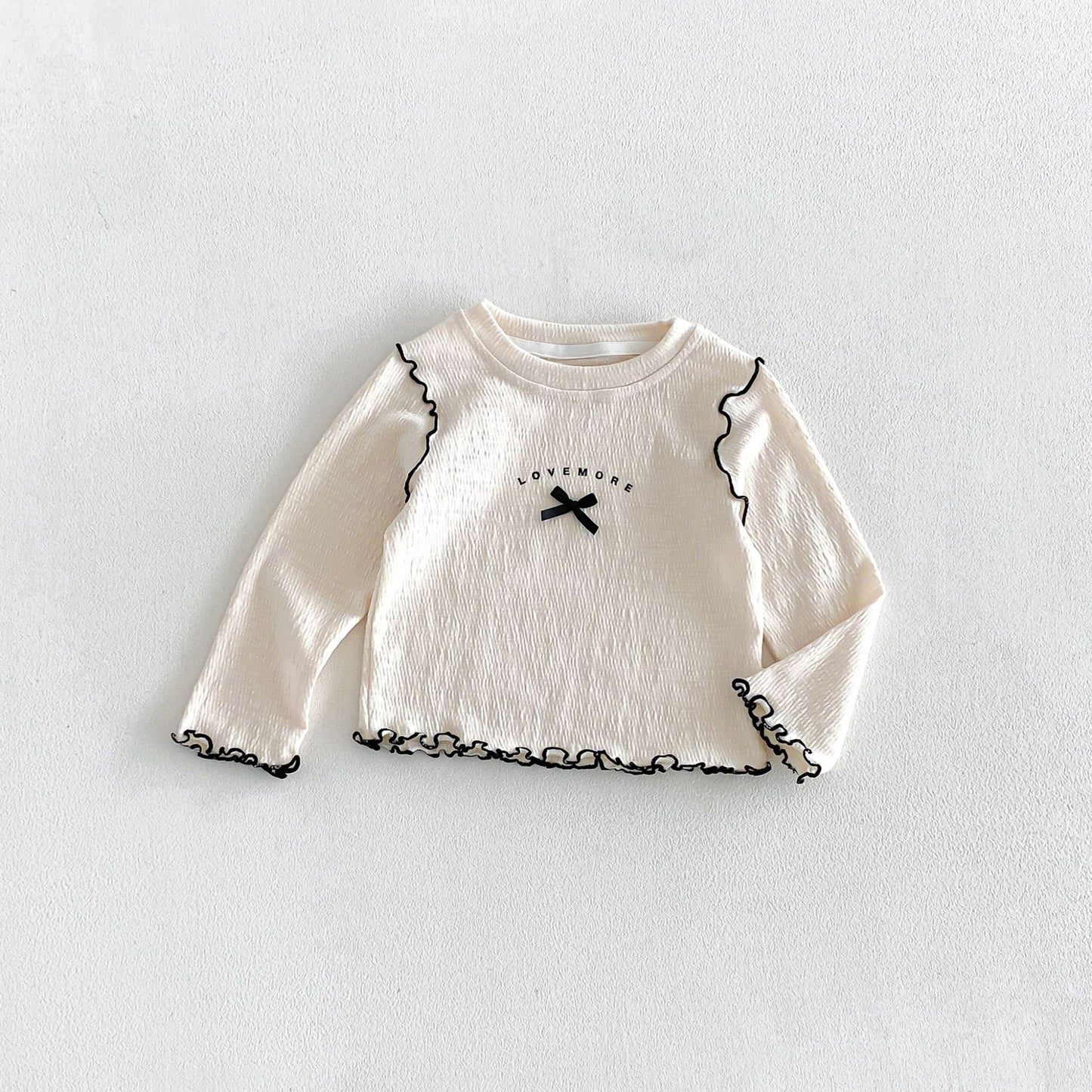 キッズ ロゴプリント メローフリル リボンステッチ 長袖Tシャツ フレアパンツ【mh0014048】