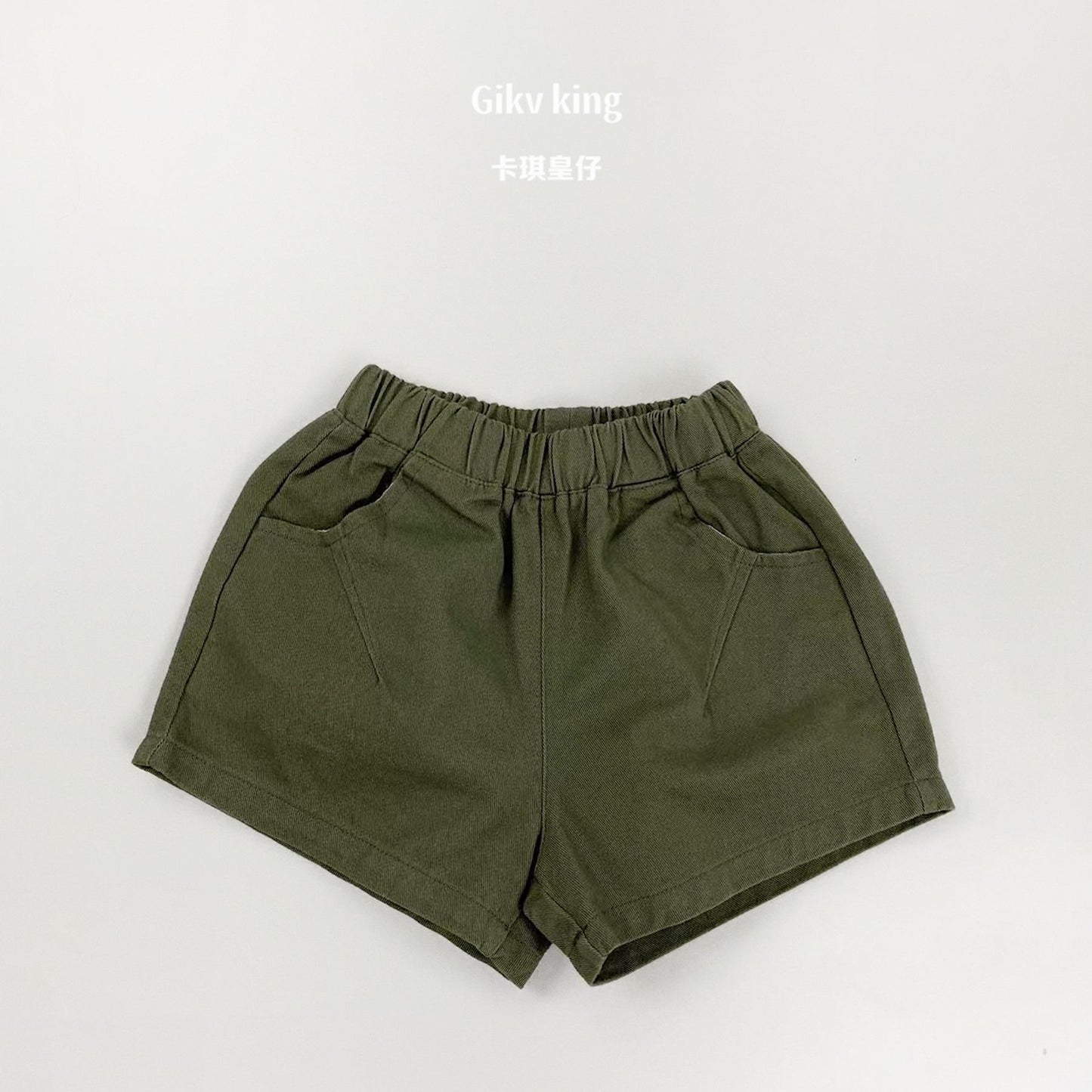 Elastic Waist Solid Casual Shorts 無地 シンプル ショートパンツ【mh0012827】