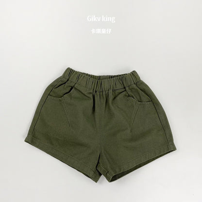 Elastic Waist Solid Casual Shorts 無地 シンプル ショートパンツ【mh0012827】