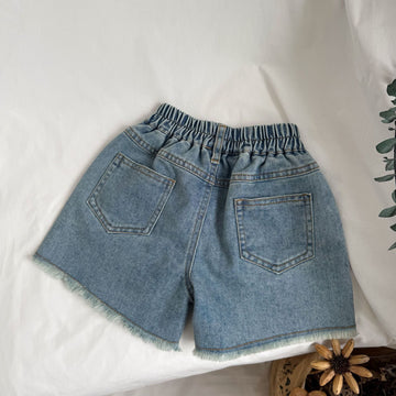 Fringed Raw Hem Denim Shorts フリンジ デニムショートパンツ【mh0013643】