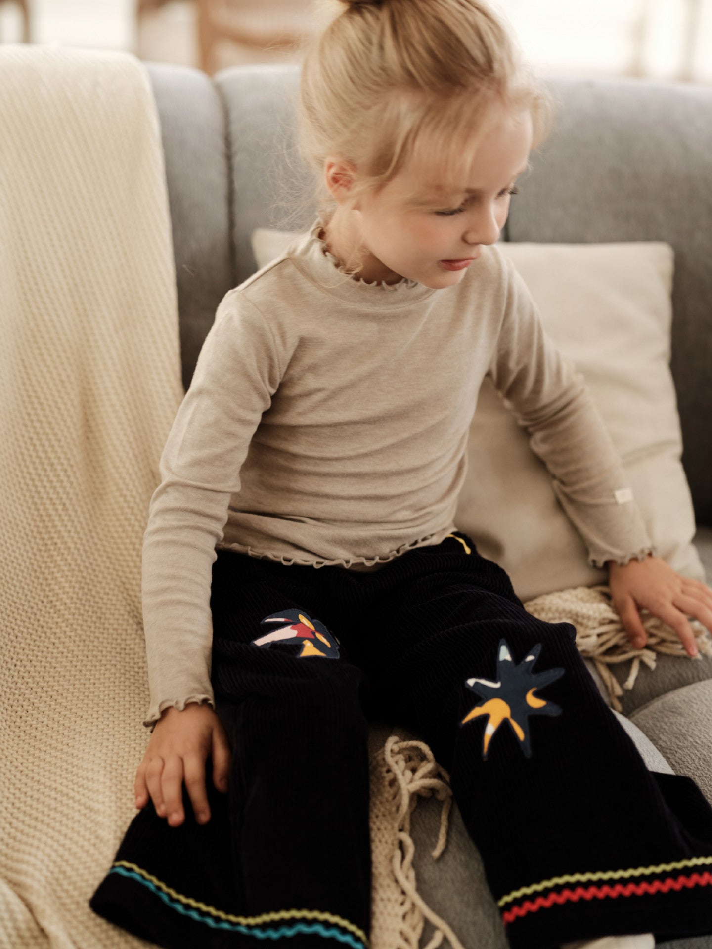 コーデュロイ キッズ ジャケット/パンツ 刺繍 カジュアル ワイドシルエット【mh0011573】