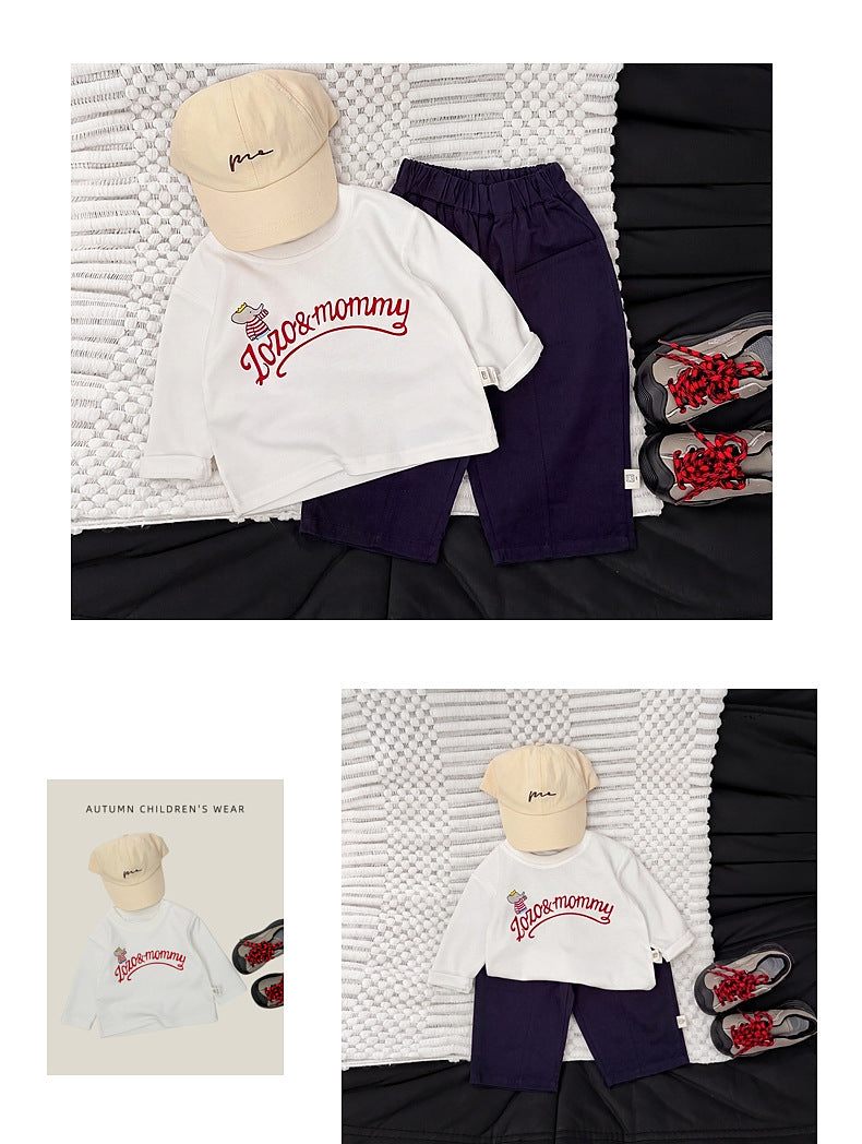 ベビー キッズ ロゴプリント ルーズ 長袖Tシャツ【mh0014004】