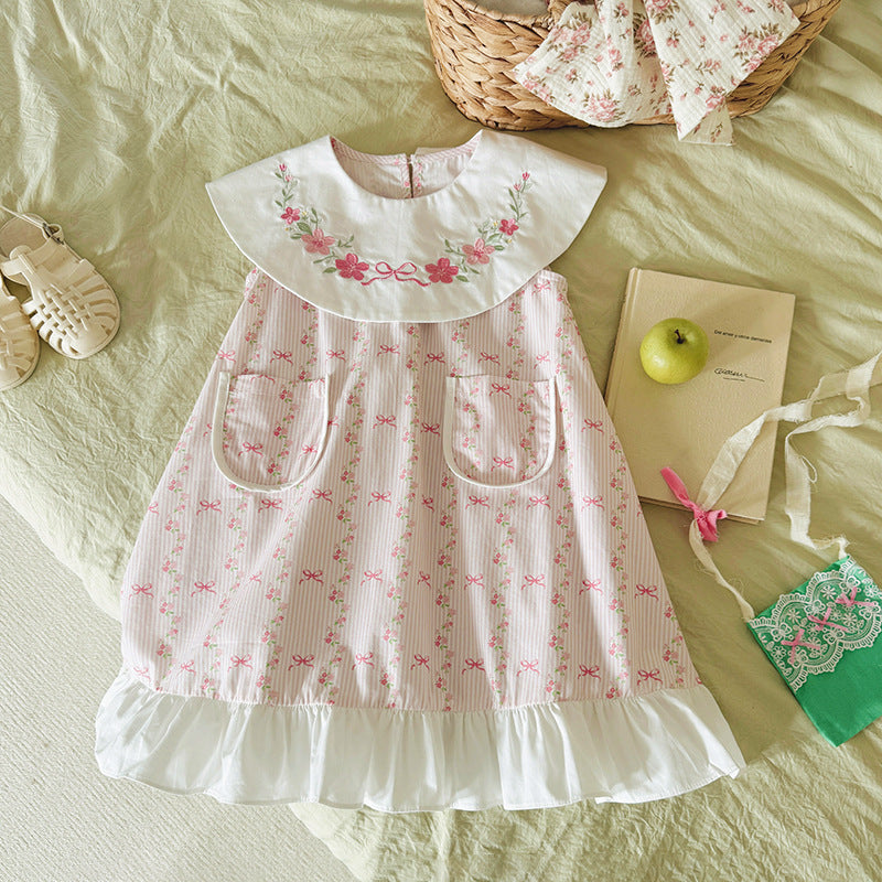 Flower Print Ruffle Dress フリル ノースリーブワンピース【mh0013656】