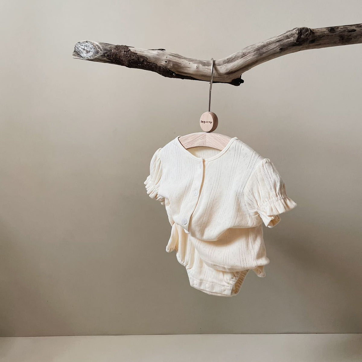 Baby Eyelet Puff Sleeve Short Sleeve Blouse and Shorts Set