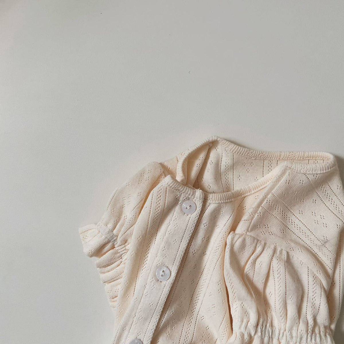 Baby Eyelet Puff Sleeve Short Sleeve Blouse and Shorts Set