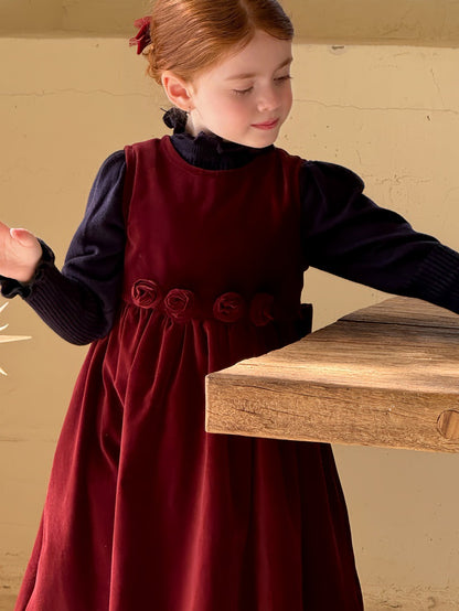 ノースリーブワンピース ローズモチーフ フレンチスタイルドレス【mh0011893】