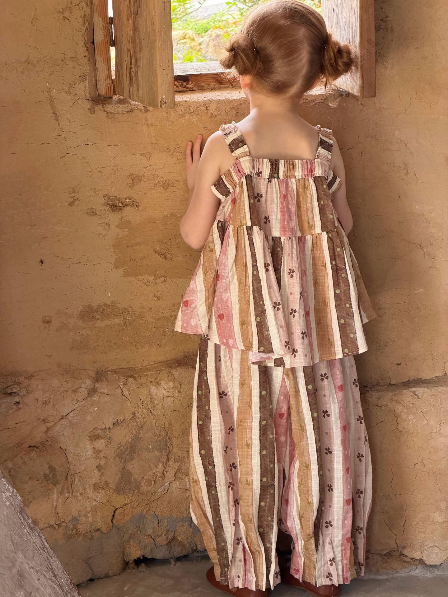 Striped Cami Pants Set マルチストライプ キャミソール ワイドパンツ【mh0013051】