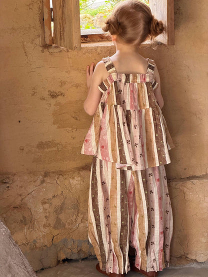Striped Cami Pants Set マルチストライプ キャミソール ワイドパンツ【mh0013051】