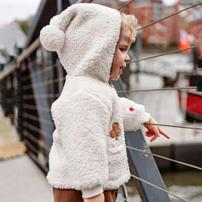 長袖ジャケット ボア素材 もこもこ ポンポン付きフード ジップアップ アウター【mh0011642】