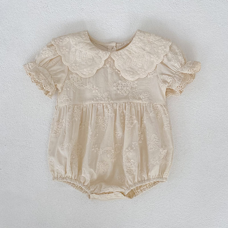 Embroidered Puff Sleeve Romper And Dress 刺繍 パフスリーブ ロンパース ワンピース【mh0013166】