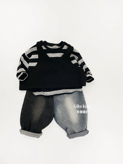 Wide Stripe Loose Long Sleeve T-shirt