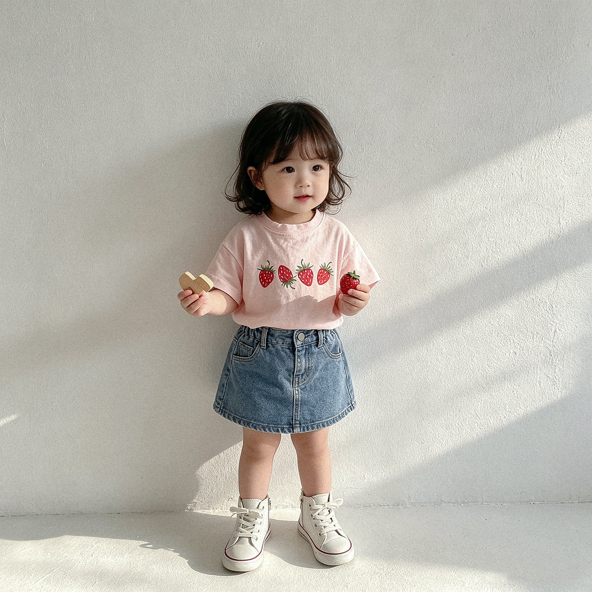 Strawberry Print Crewneck Tee ストロベリー 半袖Tシャツ【mh0013612】