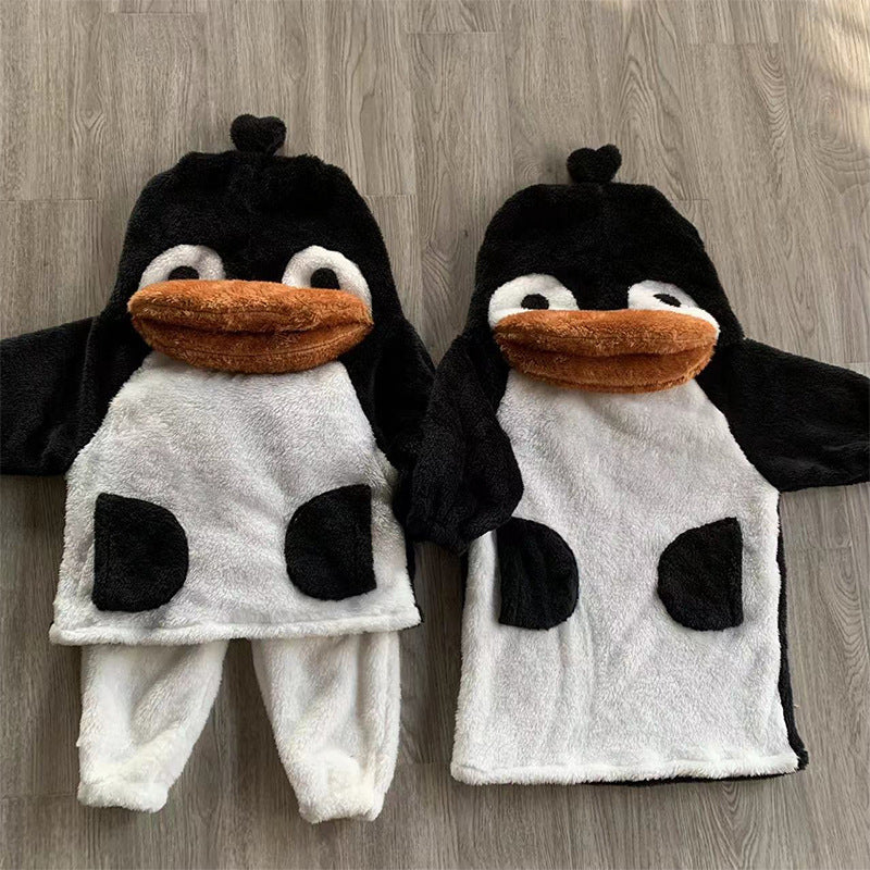 Conjunto de pijama para niños, disfraz, kigurumi de pingüino, disfraz, conjunto de una pieza, conjunto de 2 piezas, conjunto a juego, unisex, niños, niñas, ropa infantil