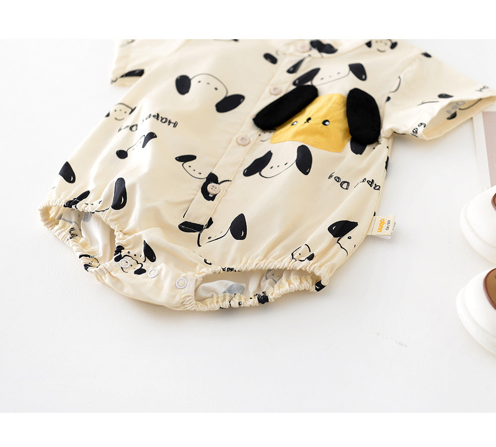 Baby Short Sleeve Romper with Dog Print【mh0001911】