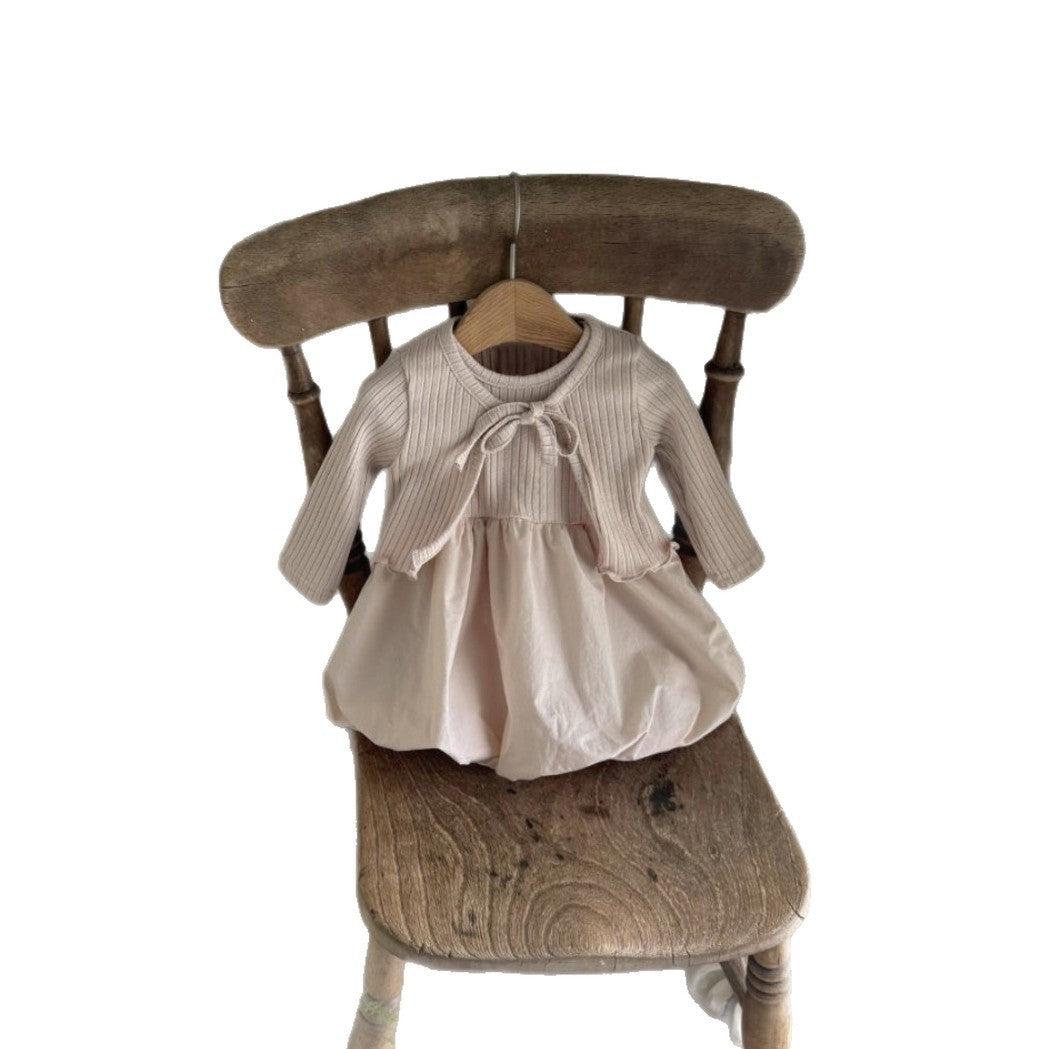 Ribbed Cardigan Balloon Skirt リブカーディガン スカート セット【mh0012501】