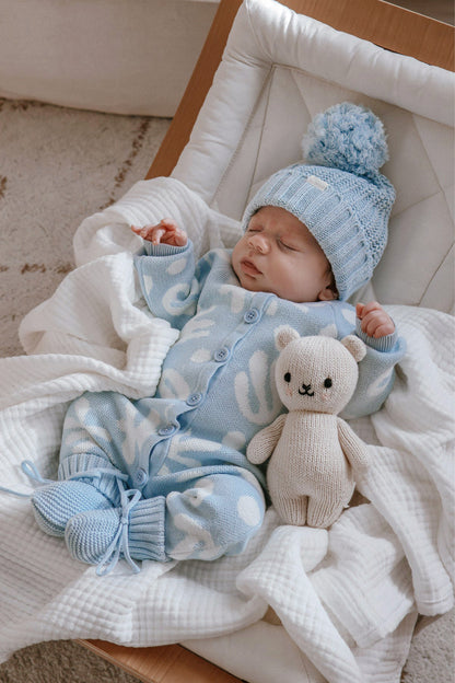 長袖ニットロンパース 幾何学模様 ジャカードニット ジャンプスーツ【mh0011855】