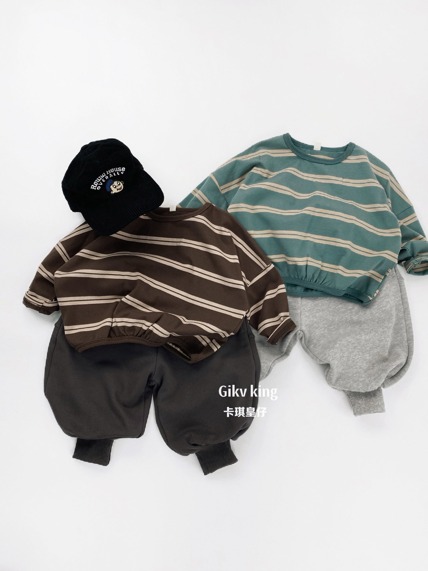 Striped Dropped Shoulder Long Sleeve Top [mh0012561]