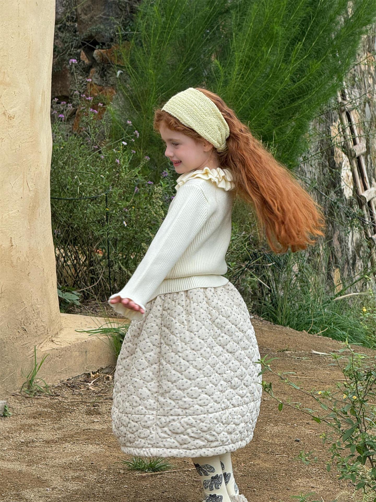 長袖カットソー ダブルラッフルカラー ニットTシャツセーター【mh0011756】