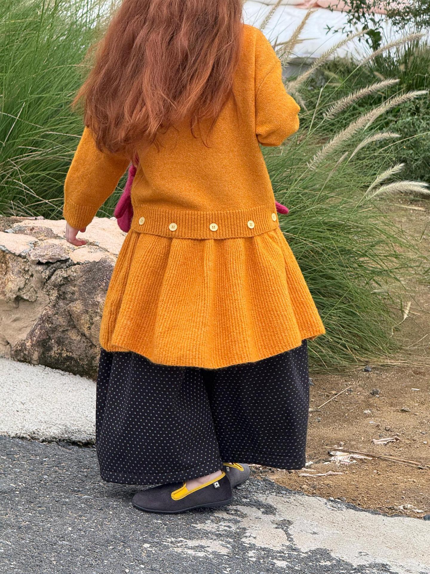 長袖セーターワンピース プルオーバー フリル裾 ドッキング バイカラー ニット【mh0011741】