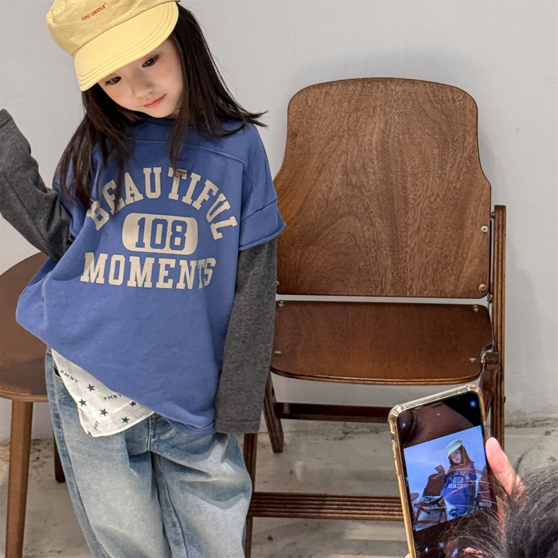 -ロゴプリントベストドッキング長袖Tシャツ スウェット【mh0010806】 - mamahalo shop - 長袖Tシャツ -  べビー服 - 子供服 - 男の子 - 女の子