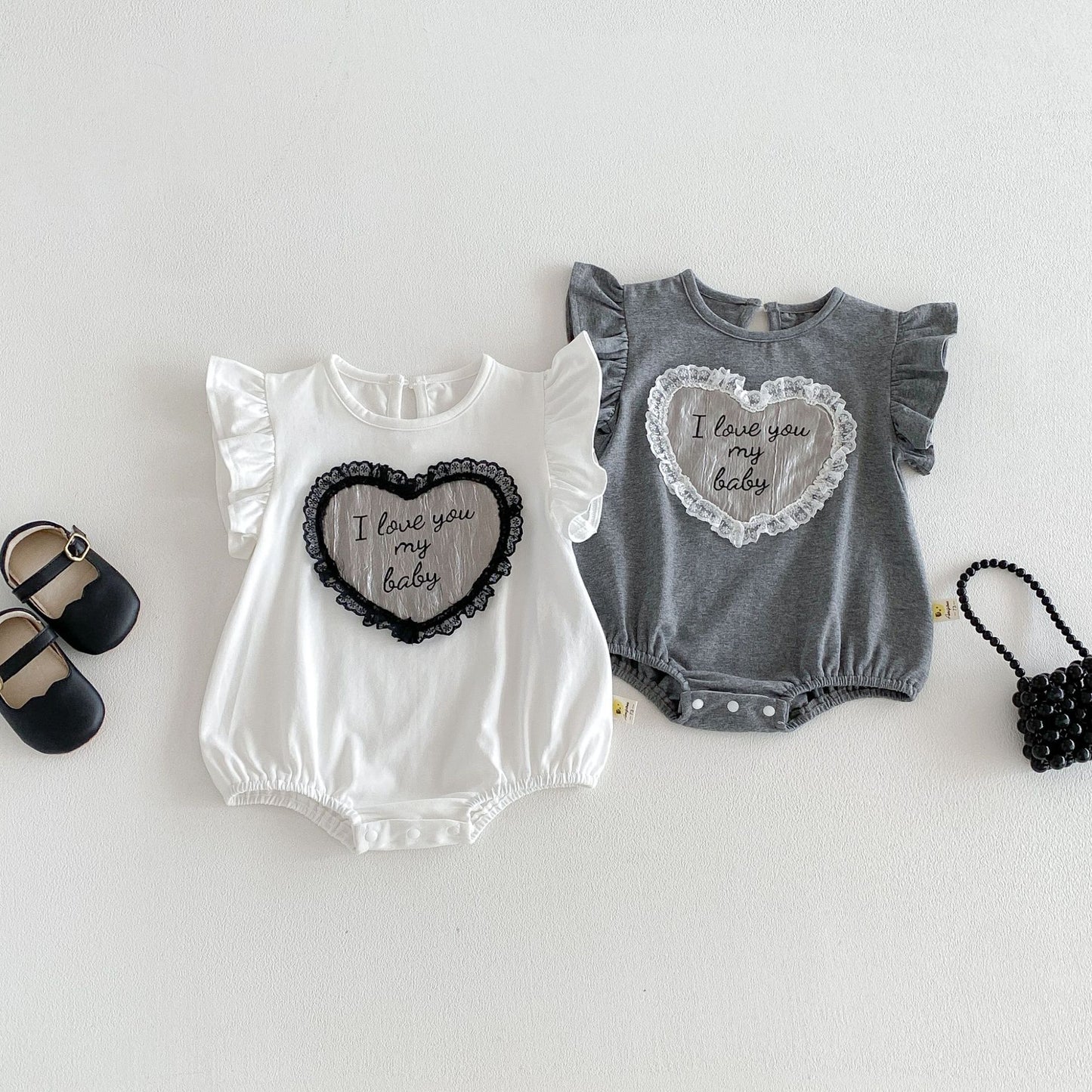Heart Flutter Romper ハート レース 半袖ロンパース【mh0013428】