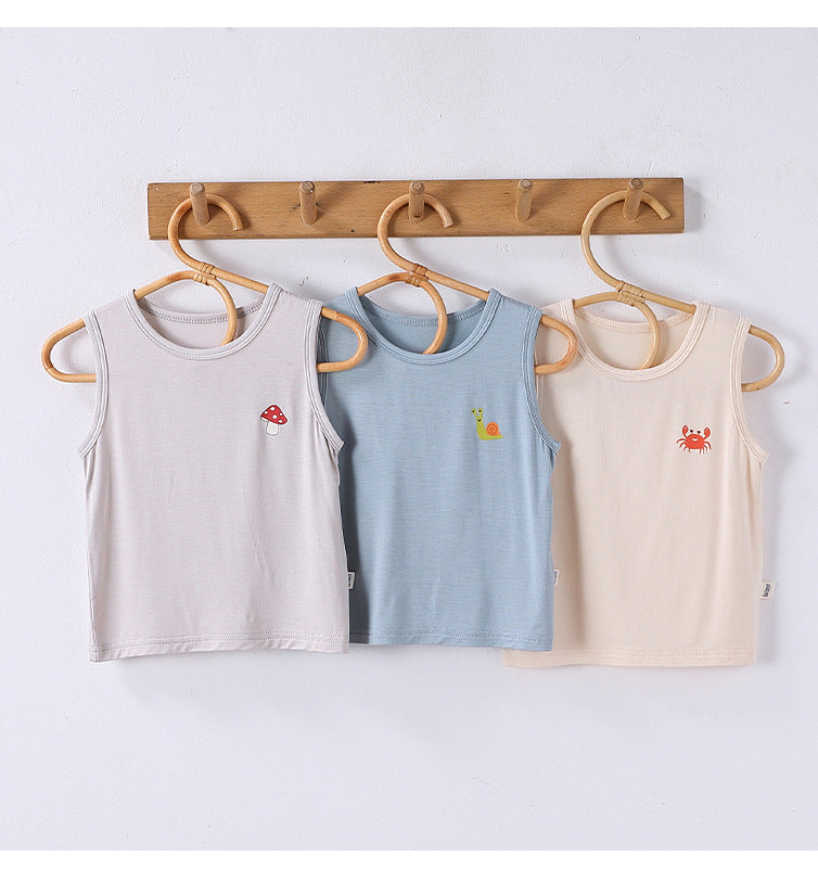 Animal Embroidered Sleeveless Top Cotton Shorts アニマル タンクトップ ショートパンツ【mh0013600】