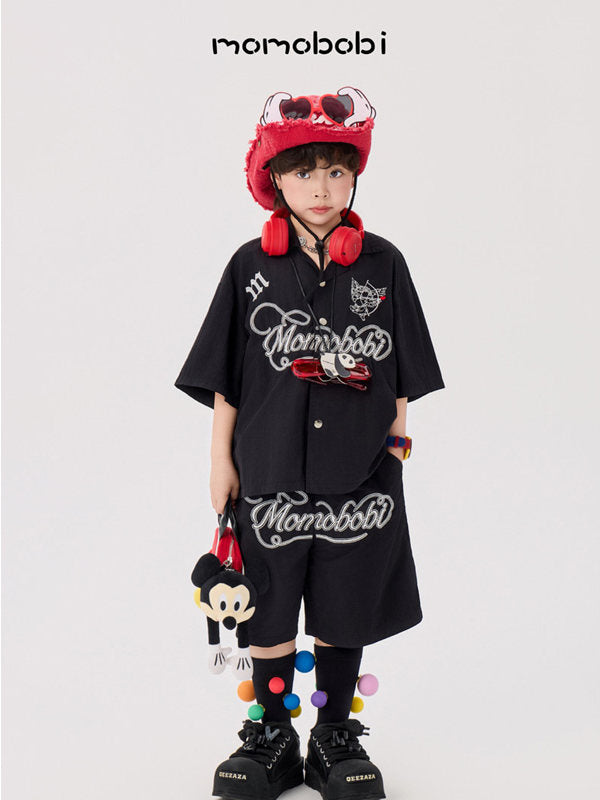 Embroidered Letter Set 半袖シャツ ハーフパンツ セット【mh0013006】