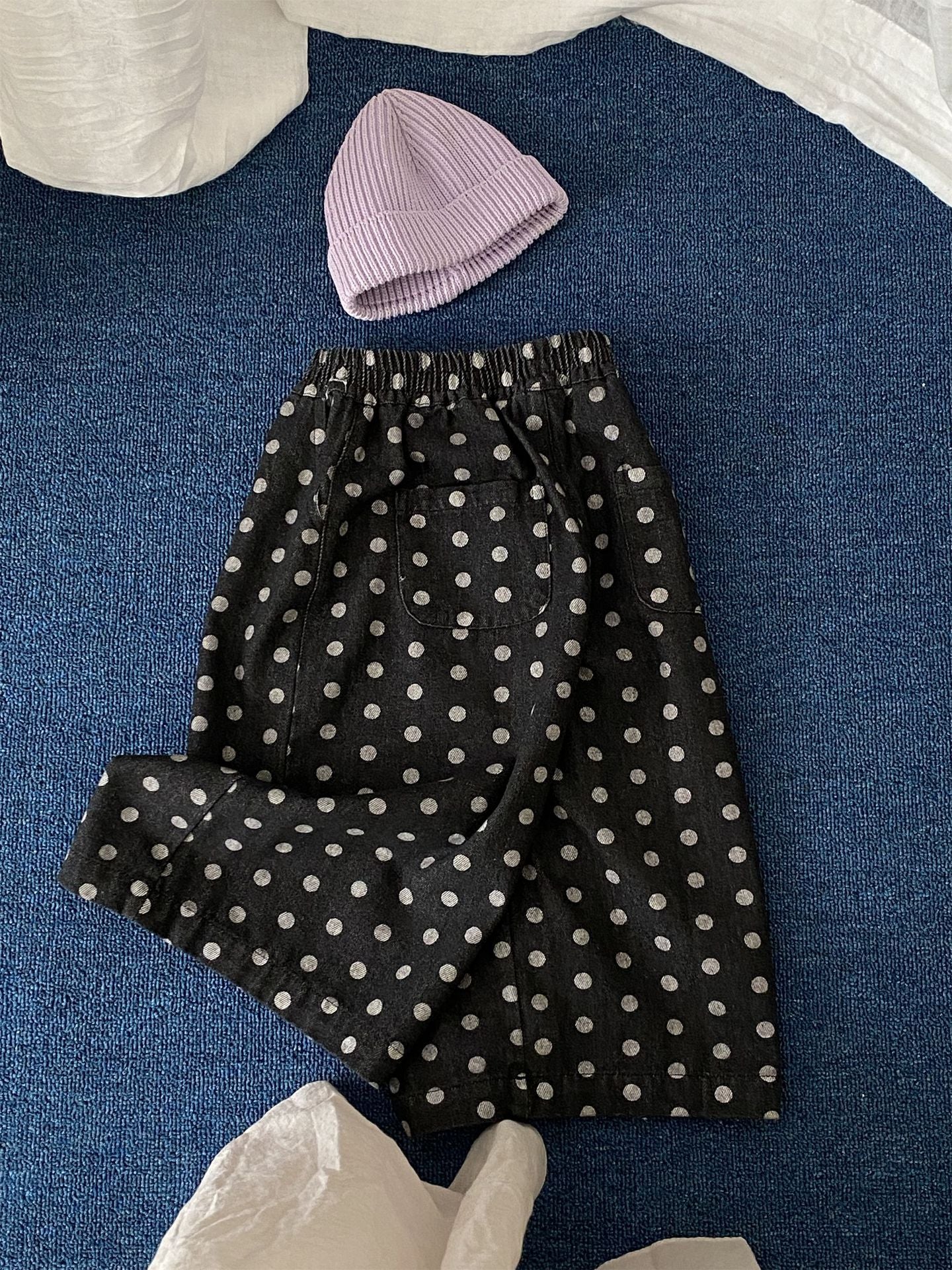 Pantalones vaqueros holgados con lavado y lunares para niños [mh0014219]