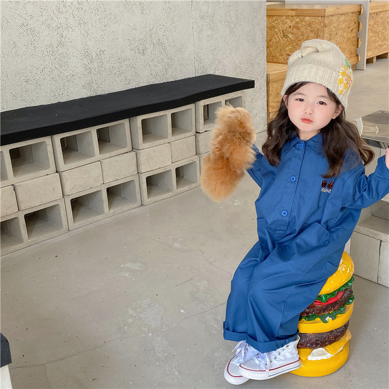 -キッズ 刺繍 長袖ジャンプスーツ つなぎ【mh0000168】 - mamahalo shop - 長袖ジャンプスーツ -  べビー服 - 子供服 - 男の子 - 女の子